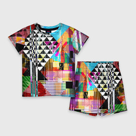 Детский костюм с шортами 3D с принтом abstraction geometry в Белгороде,  |  | abstraction | geometry | polygon | абстракция | геометрия | грань | краски | кубик | кубики | линии | мозаика | полигон | разноцветные | ребро | текстура | тени | узор