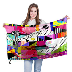 Флаг 3D с принтом Pop ART COLOR COLLECTION в Белгороде, 100% полиэстер | плотность ткани — 95 г/м2, размер — 67 х 109 см. Принт наносится с одной стороны | abstraction | geometry | polygon | абстракция | геометрия | грань | краски | кубик | кубики | линии | мозаика | полигон | разноцветные | ребро | текстура | тени | узор
