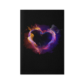 Обложка для паспорта матовая кожа с принтом Огненное сердце в Белгороде, натуральная матовая кожа | размер 19,3 х 13,7 см; прозрачные пластиковые крепления | любовь | огонь | сердце