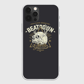 Чехол для iPhone 12 Pro с принтом Beatdown Ghetto 1986 в Белгороде, силикон | область печати: задняя сторона чехла, без боковых панелей | Тематика изображения на принте: bones | gothic | grunge | horns | lightning | rock and roll | skeleton | skull | tattoo | готика | гранж | кости | молнии | рога | рок н ролл | скелет | тату | череп