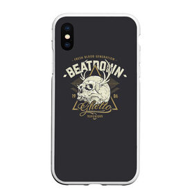 Чехол для iPhone XS Max матовый с принтом Beatdown Ghetto 1986 в Белгороде, Силикон | Область печати: задняя сторона чехла, без боковых панелей | Тематика изображения на принте: bones | gothic | grunge | horns | lightning | rock and roll | skeleton | skull | tattoo | готика | гранж | кости | молнии | рога | рок н ролл | скелет | тату | череп