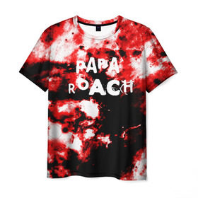 Мужская футболка 3D с принтом PAPA ROACH BLOOD ROCK STYLE в Белгороде, 100% полиэфир | прямой крой, круглый вырез горловины, длина до линии бедер | papa roach | roach | папа роач | папароач | папароч | роач | роч