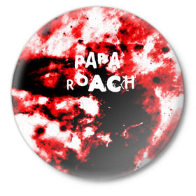 Значок с принтом PAPA ROACH BLOOD ROCK STYLE в Белгороде,  металл | круглая форма, металлическая застежка в виде булавки | papa roach | roach | папа роач | папароач | папароч | роач | роч