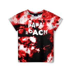 Детская футболка 3D с принтом PAPA ROACH BLOOD ROCK STYLE в Белгороде, 100% гипоаллергенный полиэфир | прямой крой, круглый вырез горловины, длина до линии бедер, чуть спущенное плечо, ткань немного тянется | papa roach | roach | папа роач | папароач | папароч | роач | роч