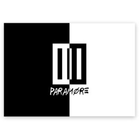 Поздравительная открытка с принтом Paramore в Белгороде, 100% бумага | плотность бумаги 280 г/м2, матовая, на обратной стороне линовка и место для марки
 | paramore | альтернативный | группа | джош фарро | зак фарро | панк | панкрок | пара море | парамор | парамора | параморе | парморе | поп | поппанк | попрок | рок | тейлор йорк | хейли уильямс