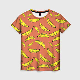 Женская футболка 3D с принтом банан в Белгороде, 100% полиэфир ( синтетическое хлопкоподобное полотно) | прямой крой, круглый вырез горловины, длина до линии бедер | banan | банан