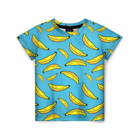 Детская футболка 3D с принтом банан в Белгороде, 100% гипоаллергенный полиэфир | прямой крой, круглый вырез горловины, длина до линии бедер, чуть спущенное плечо, ткань немного тянется | banana | банан