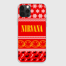 Чехол для iPhone 12 Pro Max с принтом Праздничный Nirvana в Белгороде, Силикон |  | cobain | kurt | nirvana | альтернативный | гранж | группа | дональд | знак | кобейн | красный | курт | музыка | музыкант | надпись | нервана | нирвана | новогодний | новоселич | новый год | певец | праздник