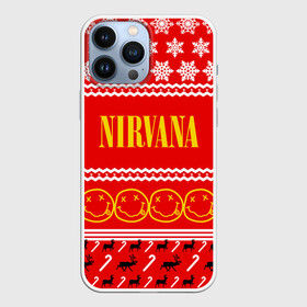 Чехол для iPhone 13 Pro Max с принтом Праздничный Nirvana в Белгороде,  |  | Тематика изображения на принте: cobain | kurt | nirvana | альтернативный | гранж | группа | дональд | знак | кобейн | красный | курт | музыка | музыкант | надпись | нервана | нирвана | новогодний | новоселич | новый год | певец | праздник