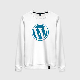 Женский свитшот хлопок с принтом WordPress CMS в Белгороде, 100% хлопок | прямой крой, круглый вырез, на манжетах и по низу широкая трикотажная резинка  | wordpress | вордпрес | вордпресс