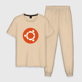 Мужская пижама хлопок с принтом Ubuntu OS в Белгороде, 100% хлопок | брюки и футболка прямого кроя, без карманов, на брюках мягкая резинка на поясе и по низу штанин
 | ubuntu | убунта | убунту