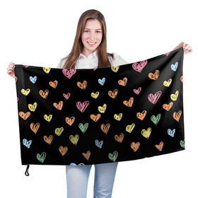 Флаг 3D с принтом Разноцветные сердечки в Белгороде, 100% полиэстер | плотность ткани — 95 г/м2, размер — 67 х 109 см. Принт наносится с одной стороны | 14 | love | валентин | губы | день | любовь | подарок | поцелуй | сердце | страсть | февраль