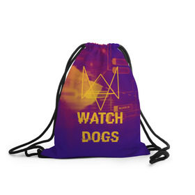 Рюкзак-мешок 3D с принтом WATCH DOGS NEON WORLD в Белгороде, 100% полиэстер | плотность ткани — 200 г/м2, размер — 35 х 45 см; лямки — толстые шнурки, застежка на шнуровке, без карманов и подкладки | wath dogs 2 | хакер
