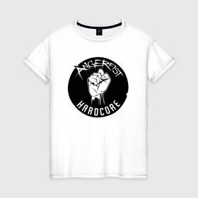 Женская футболка хлопок с принтом Angerfist Hardcore в Белгороде, 100% хлопок | прямой крой, круглый вырез горловины, длина до линии бедер, слегка спущенное плечо | angerfist | hardcore