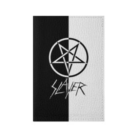 Обложка для паспорта матовая кожа с принтом Slayer в Белгороде, натуральная матовая кожа | размер 19,3 х 13,7 см; прозрачные пластиковые крепления | Тематика изображения на принте: slayer | группа | гэри холт | керри кинг | метал | музыка | пентаграмма | песни | пол бостаф | рок | слаер | слайер | слеар | слеер | слейр | слеяр | том арайа | трэш | тяжелый | хеви