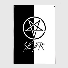 Постер с принтом Slayer в Белгороде, 100% бумага
 | бумага, плотность 150 мг. Матовая, но за счет высокого коэффициента гладкости имеет небольшой блеск и дает на свету блики, но в отличии от глянцевой бумаги не покрыта лаком | Тематика изображения на принте: slayer | группа | гэри холт | керри кинг | метал | музыка | пентаграмма | песни | пол бостаф | рок | слаер | слайер | слеар | слеер | слейр | слеяр | том арайа | трэш | тяжелый | хеви