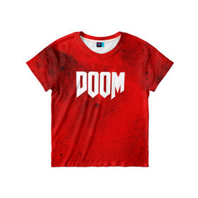 Детская футболка 3D с принтом DOOM MARS GAME в Белгороде, 100% гипоаллергенный полиэфир | прямой крой, круглый вырез горловины, длина до линии бедер, чуть спущенное плечо, ткань немного тянется | art | doom | game | возвращение | дум | игра | легенда | шутер