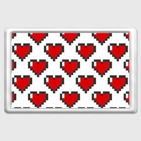 Магнит 45*70 с принтом Пиксельные сердечки в Белгороде, Пластик | Размер: 78*52 мм; Размер печати: 70*45 | 14 | love | валентин | губы | день | любовь | подарок | поцелуй | сердце | страсть | февраль