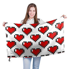 Флаг 3D с принтом Пиксельные сердечки в Белгороде, 100% полиэстер | плотность ткани — 95 г/м2, размер — 67 х 109 см. Принт наносится с одной стороны | 14 | love | валентин | губы | день | любовь | подарок | поцелуй | сердце | страсть | февраль