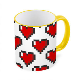 Кружка 3D с принтом Пиксельные сердечки в Белгороде, керамика | ёмкость 330 мл | 14 | love | валентин | губы | день | любовь | подарок | поцелуй | сердце | страсть | февраль
