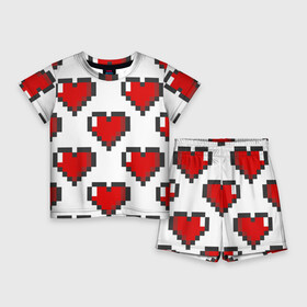 Детский костюм с шортами 3D с принтом Пиксельные сердечки в Белгороде,  |  | 14 | love | валентин | губы | день | любовь | подарок | поцелуй | сердце | страсть | февраль