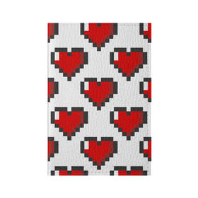 Обложка для паспорта матовая кожа с принтом Пиксельные сердечки в Белгороде, натуральная матовая кожа | размер 19,3 х 13,7 см; прозрачные пластиковые крепления | 14 | love | валентин | губы | день | любовь | подарок | поцелуй | сердце | страсть | февраль