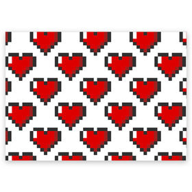 Поздравительная открытка с принтом Пиксельные сердечки в Белгороде, 100% бумага | плотность бумаги 280 г/м2, матовая, на обратной стороне линовка и место для марки
 | 14 | love | валентин | губы | день | любовь | подарок | поцелуй | сердце | страсть | февраль