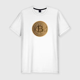 Мужская футболка премиум с принтом Bitcoin в Белгороде, 92% хлопок, 8% лайкра | приталенный силуэт, круглый вырез ворота, длина до линии бедра, короткий рукав | 