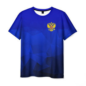 Мужская футболка 3D с принтом RUSSIA SPORT в Белгороде, 100% полиэфир | прямой крой, круглый вырез горловины, длина до линии бедер | russia | белый | болельщик | герб | двуглавый орел | корона | красный | лошадь | модные | надписи | орел | патриот | россия | синий | спорт | спортивные | триколор | униформа | фанат | цвет