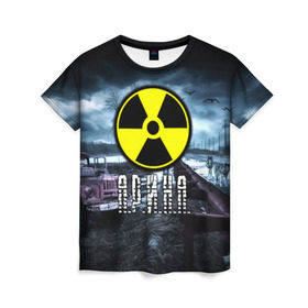 Женская футболка 3D с принтом S.T.A.L.K.E.R. - А.Р.И.Н.А. в Белгороде, 100% полиэфир ( синтетическое хлопкоподобное полотно) | прямой крой, круглый вырез горловины, длина до линии бедер | радиация | сталкер