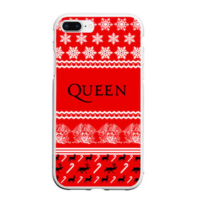 Чехол для iPhone 7Plus/8 Plus матовый с принтом Праздничный Queen в Белгороде, Силикон | Область печати: задняя сторона чехла, без боковых панелей | paul rodg | queen | quen | брайан мэй | глэм | группа | джон дикон | знак | квин | королева | красный | куин | меркури | меркьюри | мэркури | надпись | новогодний | новый год | поп | праздник | роджер тейлор