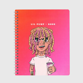 Тетрадь с принтом Lil Pump Boss в Белгороде, 100% бумага | 48 листов, плотность листов — 60 г/м2, плотность картонной обложки — 250 г/м2. Листы скреплены сбоку удобной пружинной спиралью. Уголки страниц и обложки скругленные. Цвет линий — светло-серый
 | hip hop | hiphop | lil pump | mc | rap | газзи гарсия | зачитал | клауд | клауд рэп | лил памп | лили | мс | памп | реп | репер | речитатив | рэп | рэпер | трэп | хип | хип хоп | хипхоп | хоп