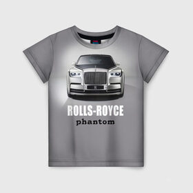 Детская футболка 3D с принтом Rolls-Royce Phantom в Белгороде, 100% гипоаллергенный полиэфир | прямой крой, круглый вырез горловины, длина до линии бедер, чуть спущенное плечо, ткань немного тянется | Тематика изображения на принте: bmw | rolls royce | авто | автомобиль | машина | роллс ройс | тачка | элита