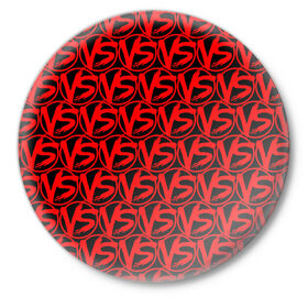 Значок с принтом VERSUS BATTLE RED в Белгороде,  металл | круглая форма, металлическая застежка в виде булавки | rap | versus battle | битва | молодежный стиль | рэп | рэп батл | рэп битва | рэперы
