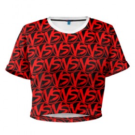 Женская футболка 3D укороченная с принтом VERSUS BATTLE RED в Белгороде, 100% полиэстер | круглая горловина, длина футболки до линии талии, рукава с отворотами | rap | versus battle | битва | молодежный стиль | рэп | рэп батл | рэп битва | рэперы