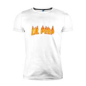 Мужская футболка премиум с принтом Lil Peep flame в Белгороде, 92% хлопок, 8% лайкра | приталенный силуэт, круглый вырез ворота, длина до линии бедра, короткий рукав | lil peep | rap | густав ор | лил пип | рэп