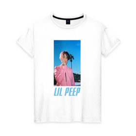 Женская футболка хлопок с принтом Лил Пип в Белгороде, 100% хлопок | прямой крой, круглый вырез горловины, длина до линии бедер, слегка спущенное плечо | lil peep | rap | густав ор | лил пип | рэп