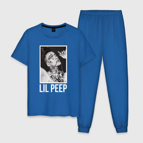 Мужская пижама хлопок с принтом Little fashion в Белгороде, 100% хлопок | брюки и футболка прямого кроя, без карманов, на брюках мягкая резинка на поясе и по низу штанин
 | lil peep | rap | густав ор | лил пип | рэп