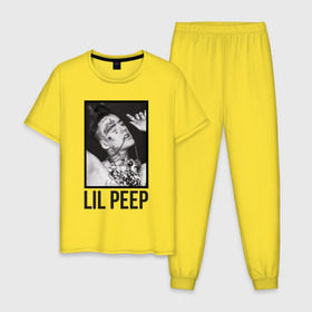 Мужская пижама хлопок с принтом Little fashion white в Белгороде, 100% хлопок | брюки и футболка прямого кроя, без карманов, на брюках мягкая резинка на поясе и по низу штанин
 | lil peep | rap | густав ор | лил пип | рэп