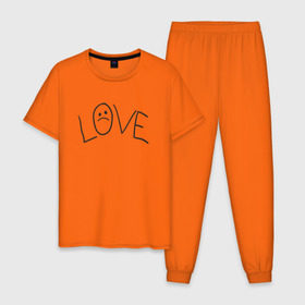 Мужская пижама хлопок с принтом Lil Love Tattoo в Белгороде, 100% хлопок | брюки и футболка прямого кроя, без карманов, на брюках мягкая резинка на поясе и по низу штанин
 | Тематика изображения на принте: lil peep | rap | густав ор | лил пип | рэп