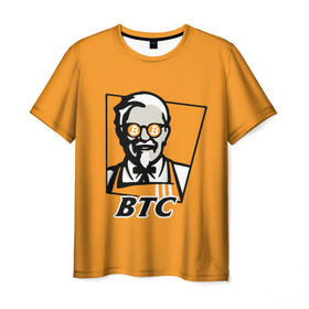 Мужская футболка 3D с принтом BITCOIN в стиле KFC в Белгороде, 100% полиэфир | прямой крой, круглый вырез горловины, длина до линии бедер | Тематика изображения на принте: bitcoin | btc | crypto | kfc | биткоин | валюта | деньги | криптовалюта | цифровое золото