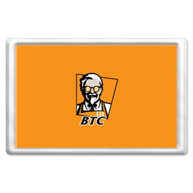 Магнит 45*70 с принтом BITCOIN в стиле KFC в Белгороде, Пластик | Размер: 78*52 мм; Размер печати: 70*45 | Тематика изображения на принте: bitcoin | btc | crypto | kfc | биткоин | валюта | деньги | криптовалюта | цифровое золото