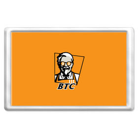 Магнит 45*70 с принтом BITCOIN в стиле KFC в Белгороде, Пластик | Размер: 78*52 мм; Размер печати: 70*45 | bitcoin | btc | crypto | kfc | биткоин | валюта | деньги | криптовалюта | цифровое золото