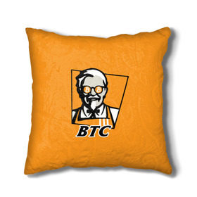 Подушка 3D с принтом BITCOIN в стиле KFC в Белгороде, наволочка – 100% полиэстер, наполнитель – холлофайбер (легкий наполнитель, не вызывает аллергию). | состоит из подушки и наволочки. Наволочка на молнии, легко снимается для стирки | bitcoin | btc | crypto | kfc | биткоин | валюта | деньги | криптовалюта | цифровое золото