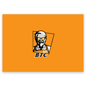 Поздравительная открытка с принтом BITCOIN в стиле KFC в Белгороде, 100% бумага | плотность бумаги 280 г/м2, матовая, на обратной стороне линовка и место для марки
 | Тематика изображения на принте: bitcoin | btc | crypto | kfc | биткоин | валюта | деньги | криптовалюта | цифровое золото