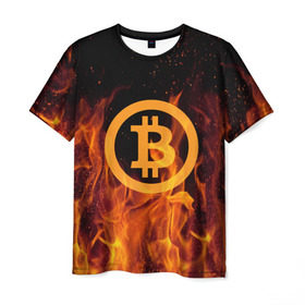 Мужская футболка 3D с принтом BITCOIN FIRE в Белгороде, 100% полиэфир | прямой крой, круглый вырез горловины, длина до линии бедер | bitcoin | btc | coin | crypto | ethereum | money | orange | биткоин | валюта | деньги | известные | криптовалюта | логотип | монета | надписи.cash | оранжевый | цвет | цифровое золото | эфир
