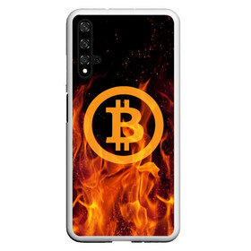 Чехол для Honor 20 с принтом BITCOIN FIRE в Белгороде, Силикон | Область печати: задняя сторона чехла, без боковых панелей | Тематика изображения на принте: bitcoin | btc | coin | crypto | ethereum | money | orange | биткоин | валюта | деньги | известные | криптовалюта | логотип | монета | надписи.cash | оранжевый | цвет | цифровое золото | эфир