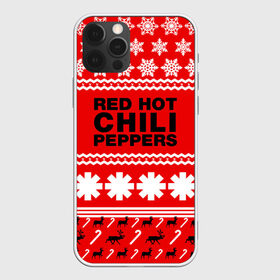 Чехол для iPhone 12 Pro Max с принтом Праздничный RHCP в Белгороде, Силикон |  | red hot chili peppers | rhcp | альтернативный | группа | джош клингхоффер | знак | красные острые перцы чили | красный | метал | надпись | новогодний | новый год | праздник | ред хот ч | рождество | рок | рхчп | рэп