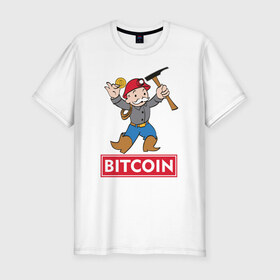 Мужская футболка премиум с принтом Bitcoin Miner в Белгороде, 92% хлопок, 8% лайкра | приталенный силуэт, круглый вырез ворота, длина до линии бедра, короткий рукав | 