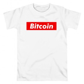 Мужская футболка хлопок с принтом Bitcoin в Белгороде, 100% хлопок | прямой крой, круглый вырез горловины, длина до линии бедер, слегка спущенное плечо. | bitcoin | биткоин | деньги